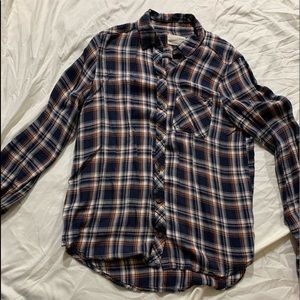 navy blue/orange flannel, really soft, size S
